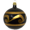 Weihnachtskugel schwarz Welle gold