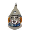 Vintage Baumschmuck Clown Kopf Silber Blau Orange