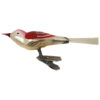 Vintage Weihnachtsschmuck Glasvogel mit Clip Perlmutt rot