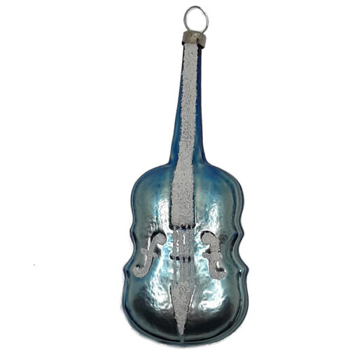 Weihnachtsschmuck Kontrabass blau und silber