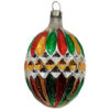 Vintage Weihnachtskugel oval mit Rillen grün-gold-rot
