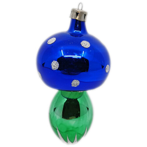 Weihnachtsschmuck Pilz mit Punkten blau-grün
