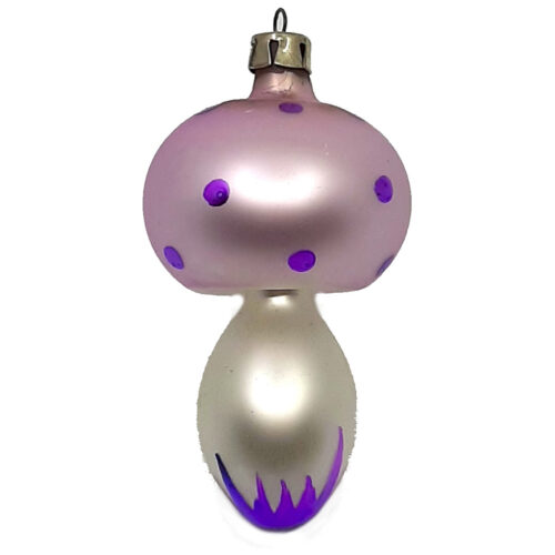 Weihnachtsschmuck Pilz mit Punkten weiss-violett