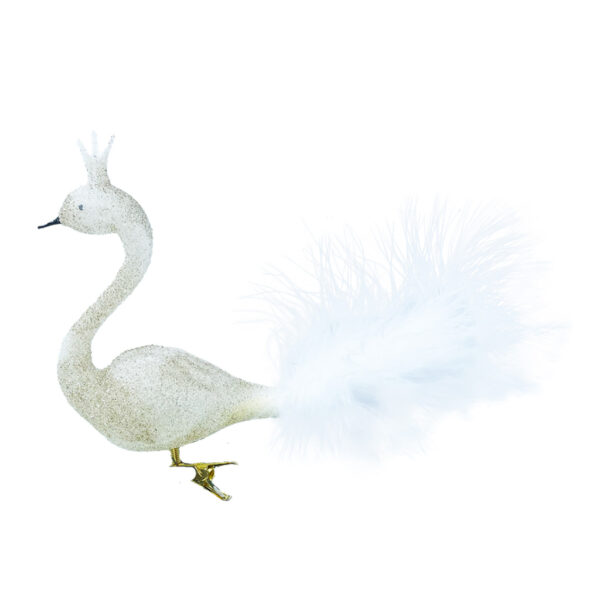 Weihnachtsschmuck Schwan mit Krone Weiss
