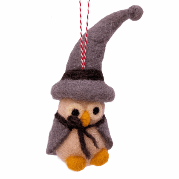Felt Ornament Owl Grey