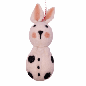 Felt Ornament Big White Bunny with Dots