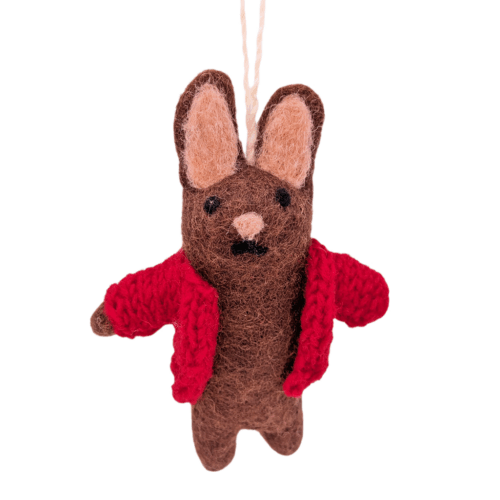 Filzhänger Hase mit roter Jacke