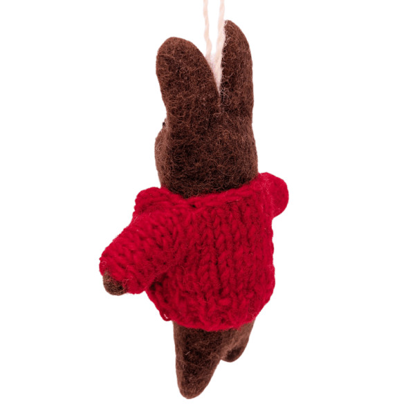 Felt Ornament Bunny with Red Jacket