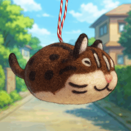 Felt Ornament Cat Brown Lying