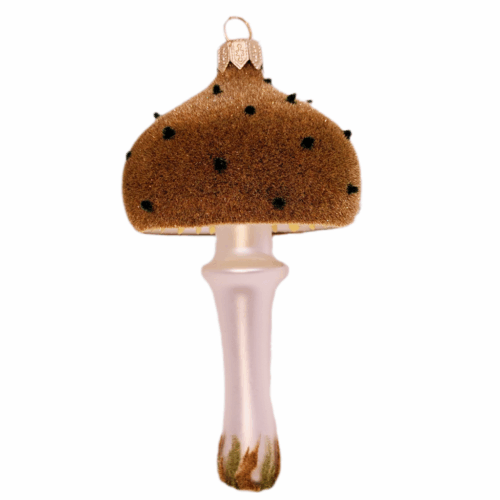 Christmas Ornament Mushroom Brown With Dots