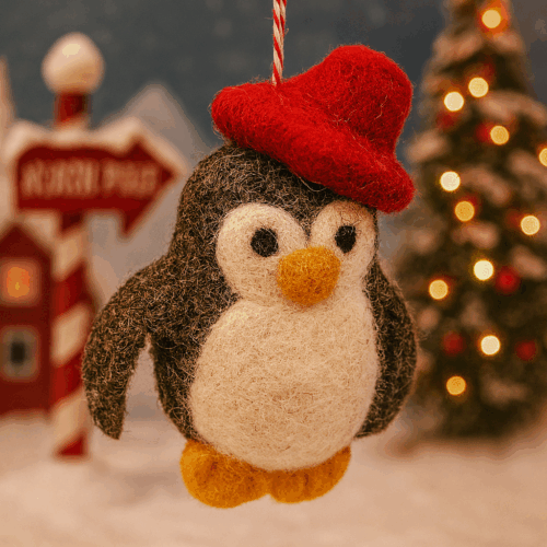Felt Ornament Penguin with Hat