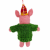 Felt Ornament Pig with Green Jacket