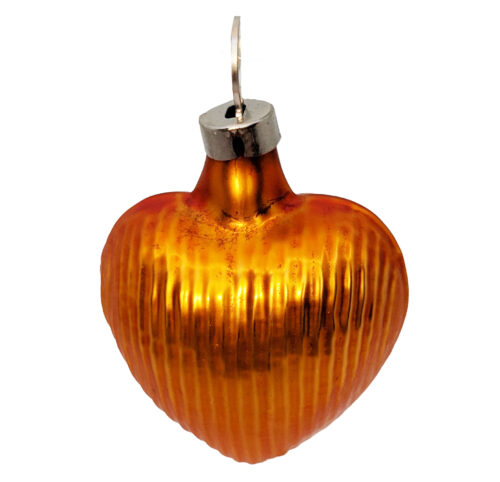 Vintage Weihnachtsschmuck Herz mit Rillen orange