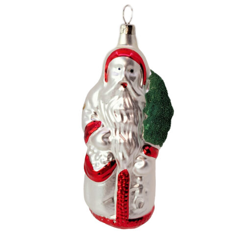 Vintage Christmas Ornament Santa White-Red
