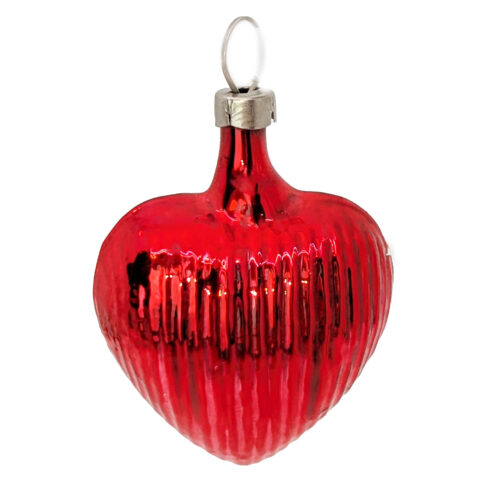 Vintage Weihnachtsschmuck Herz mit Rillen rot