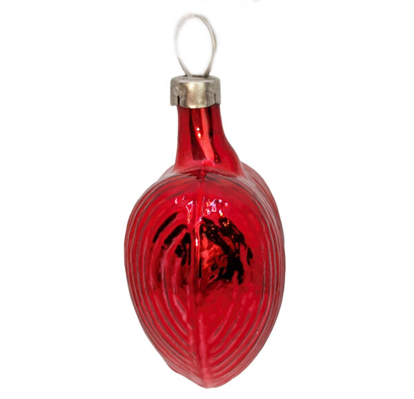 Vintage Weihnachtsschmuck Herz mit Rillen rot