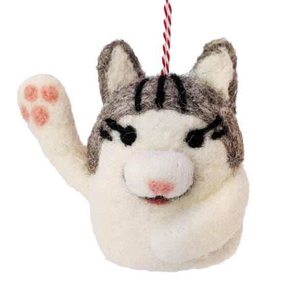 Filzhänger Katze winkend
